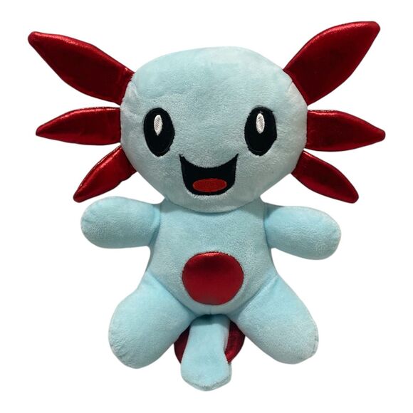 Axolotl Plush Stuffed Toy Blue and Metallic Red 10 Inch X 10 Inch - Picture 1 of 3